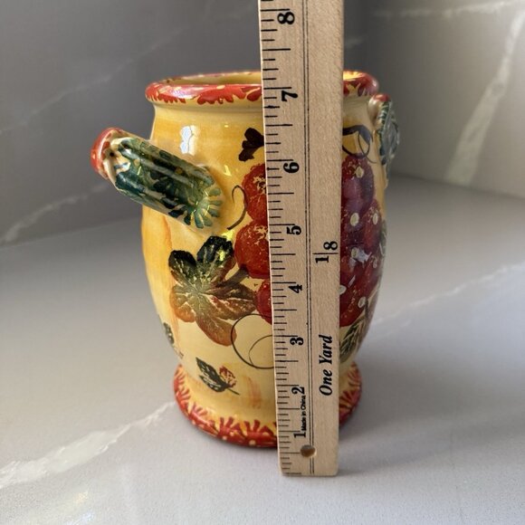 Italica ARS Pottery Vase Jug Pitcher Double Handle HandPainted Italy Mid Century - Picture 6 of 8